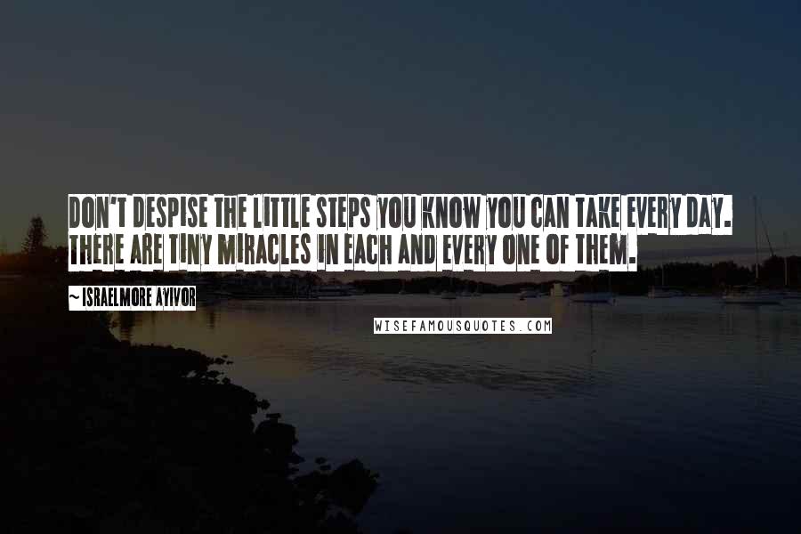 Israelmore Ayivor Quotes: Don't despise the little steps you know you can take every day. There are tiny miracles in each and every one of them.