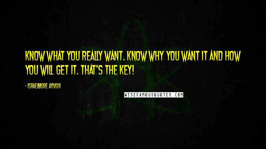 Israelmore Ayivor Quotes: Know what you really want. Know why you want it and how you will get it. That's the key!