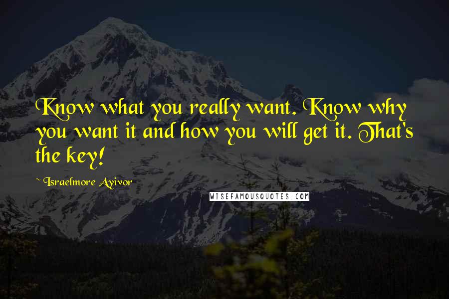 Israelmore Ayivor Quotes: Know what you really want. Know why you want it and how you will get it. That's the key!
