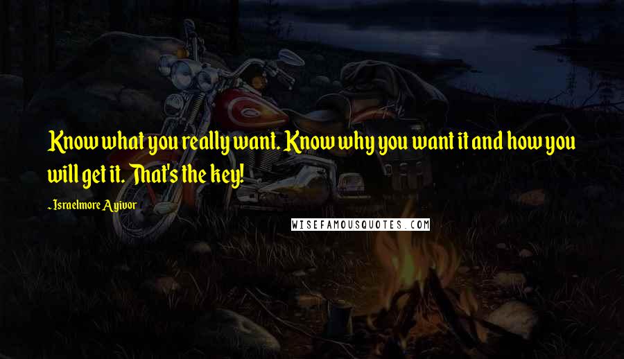 Israelmore Ayivor Quotes: Know what you really want. Know why you want it and how you will get it. That's the key!