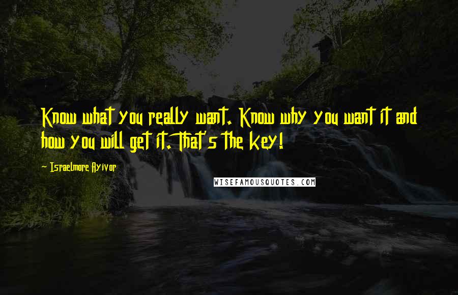 Israelmore Ayivor Quotes: Know what you really want. Know why you want it and how you will get it. That's the key!