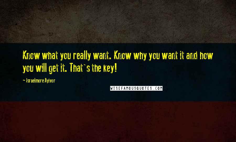 Israelmore Ayivor Quotes: Know what you really want. Know why you want it and how you will get it. That's the key!