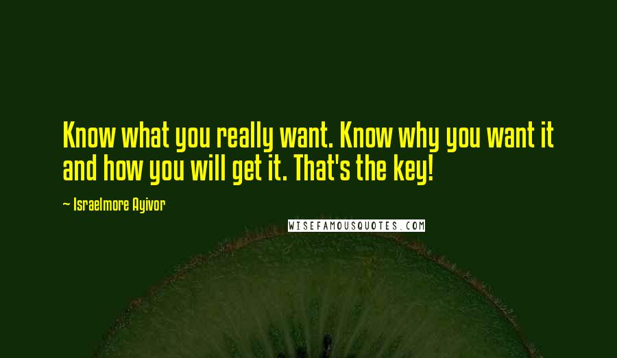 Israelmore Ayivor Quotes: Know what you really want. Know why you want it and how you will get it. That's the key!
