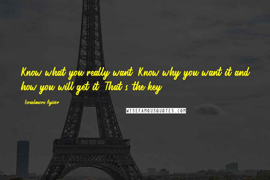 Israelmore Ayivor Quotes: Know what you really want. Know why you want it and how you will get it. That's the key!