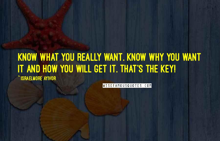 Israelmore Ayivor Quotes: Know what you really want. Know why you want it and how you will get it. That's the key!