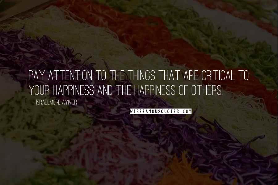 Israelmore Ayivor Quotes: Pay attention to the things that are critical to your happiness and the happiness of others.