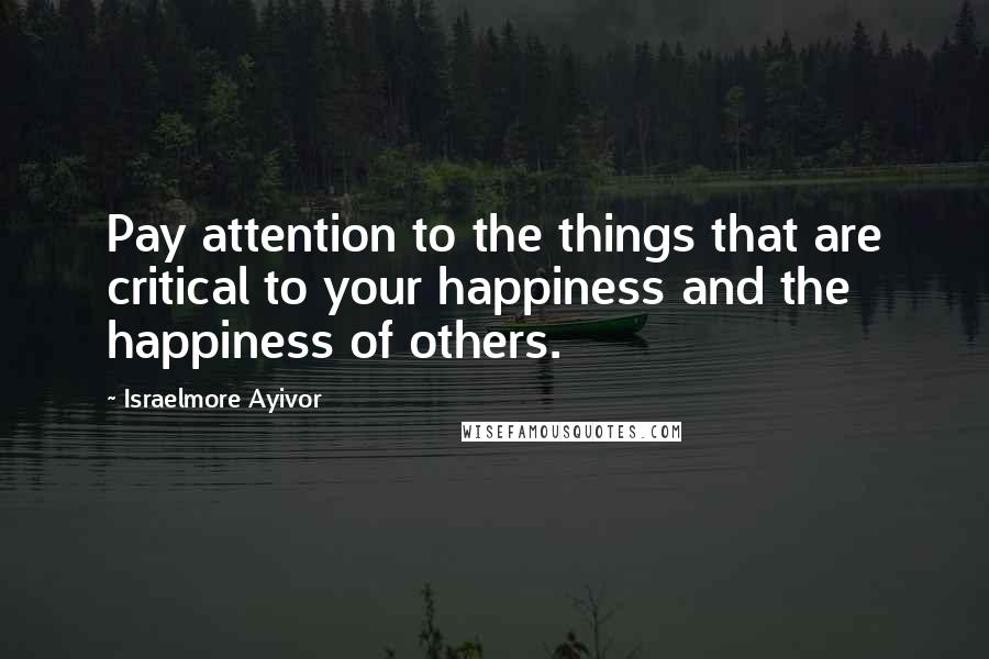 Israelmore Ayivor Quotes: Pay attention to the things that are critical to your happiness and the happiness of others.