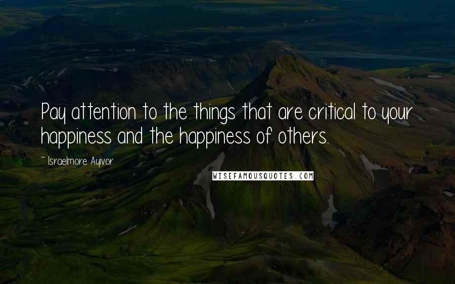 Israelmore Ayivor Quotes: Pay attention to the things that are critical to your happiness and the happiness of others.