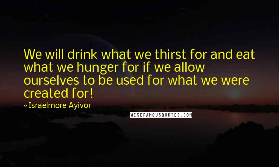 Israelmore Ayivor Quotes: We will drink what we thirst for and eat what we hunger for if we allow ourselves to be used for what we were created for!
