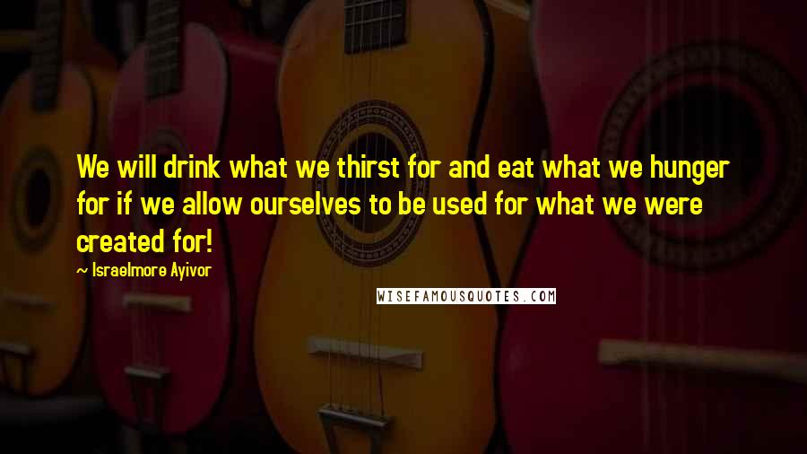 Israelmore Ayivor Quotes: We will drink what we thirst for and eat what we hunger for if we allow ourselves to be used for what we were created for!