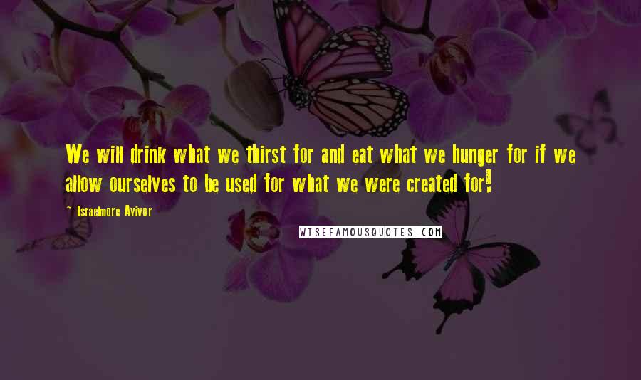 Israelmore Ayivor Quotes: We will drink what we thirst for and eat what we hunger for if we allow ourselves to be used for what we were created for!