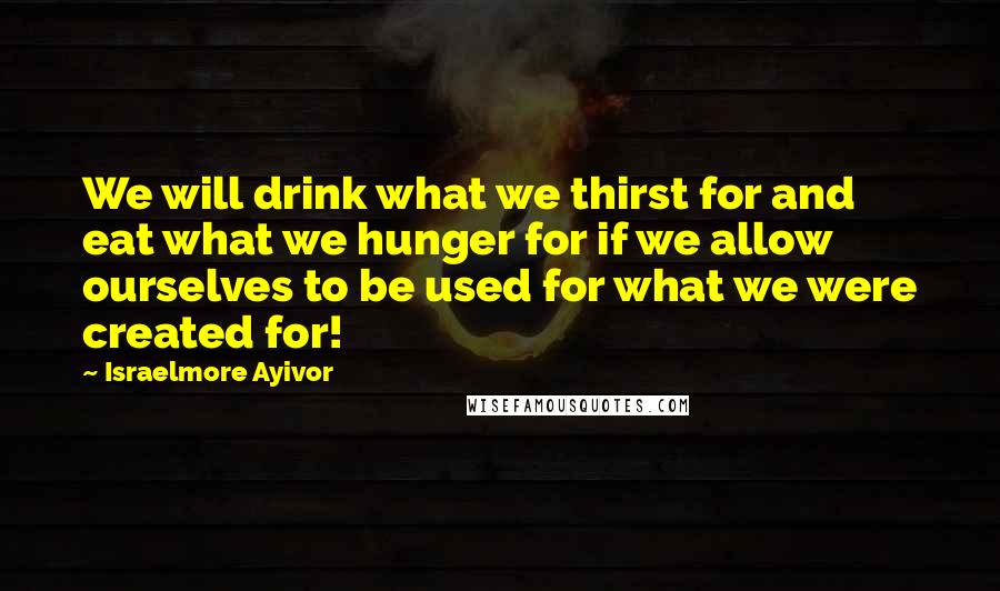 Israelmore Ayivor Quotes: We will drink what we thirst for and eat what we hunger for if we allow ourselves to be used for what we were created for!