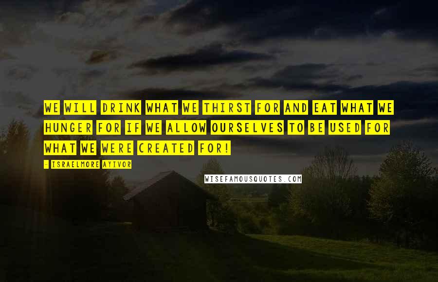 Israelmore Ayivor Quotes: We will drink what we thirst for and eat what we hunger for if we allow ourselves to be used for what we were created for!