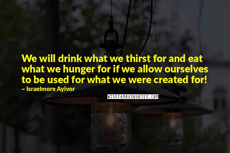 Israelmore Ayivor Quotes: We will drink what we thirst for and eat what we hunger for if we allow ourselves to be used for what we were created for!