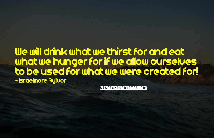 Israelmore Ayivor Quotes: We will drink what we thirst for and eat what we hunger for if we allow ourselves to be used for what we were created for!