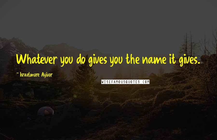 Israelmore Ayivor Quotes: Whatever you do gives you the name it gives.