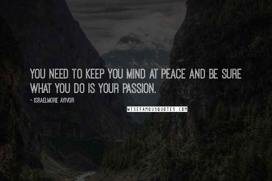 Israelmore Ayivor Quotes: You need to keep you mind at peace and be sure what you do is your passion.