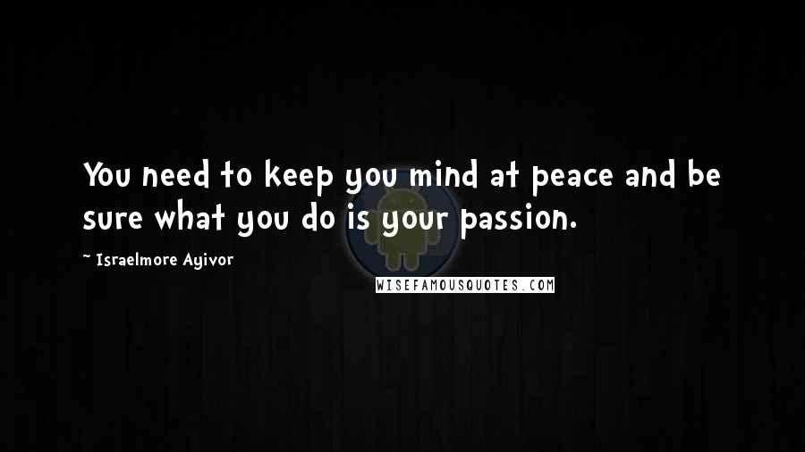 Israelmore Ayivor Quotes: You need to keep you mind at peace and be sure what you do is your passion.