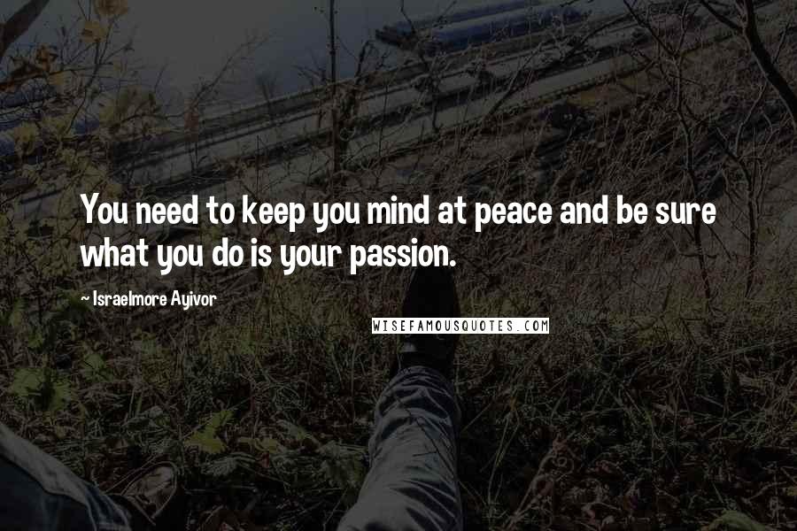 Israelmore Ayivor Quotes: You need to keep you mind at peace and be sure what you do is your passion.