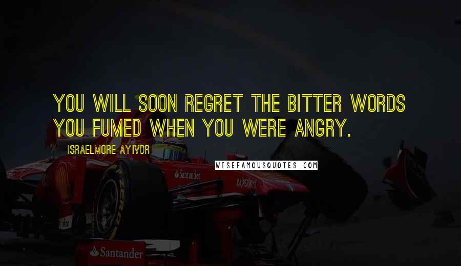 Israelmore Ayivor Quotes: You will soon regret the bitter words you fumed when you were angry.