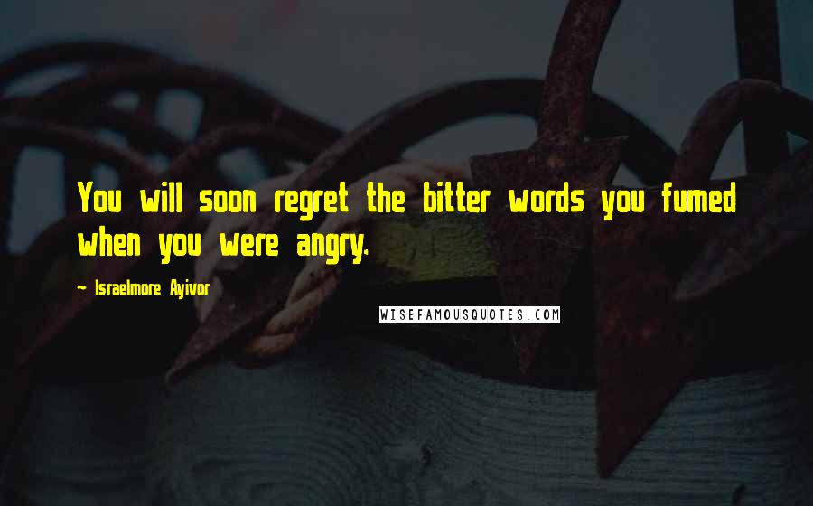 Israelmore Ayivor Quotes: You will soon regret the bitter words you fumed when you were angry.