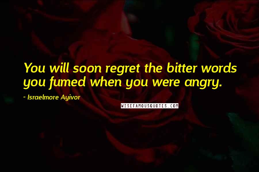 Israelmore Ayivor Quotes: You will soon regret the bitter words you fumed when you were angry.