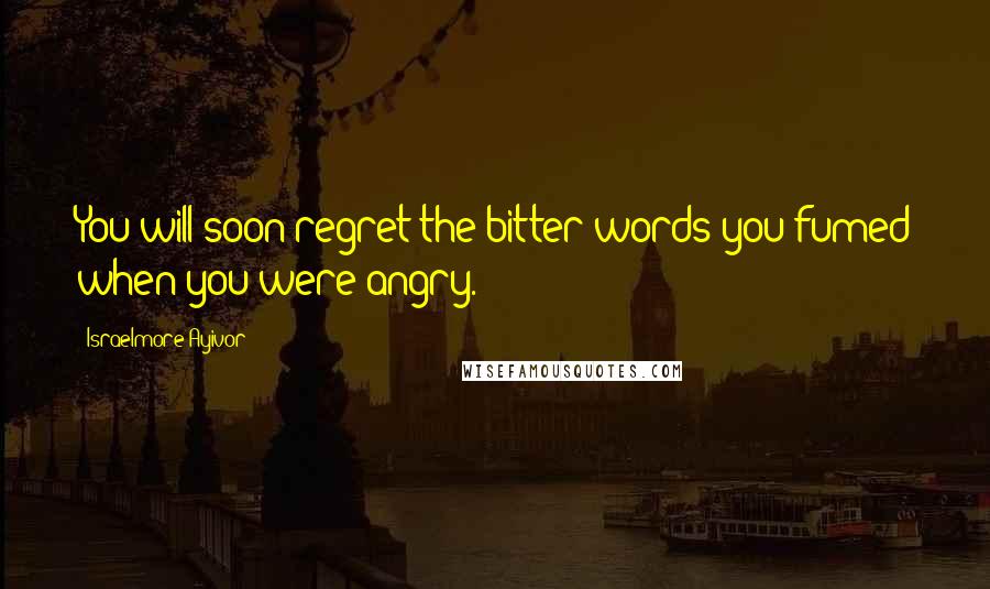 Israelmore Ayivor Quotes: You will soon regret the bitter words you fumed when you were angry.