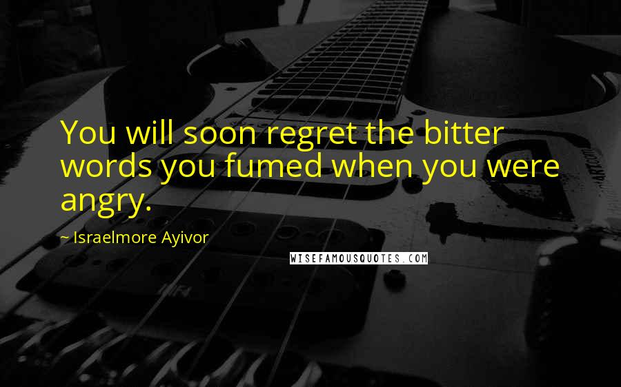 Israelmore Ayivor Quotes: You will soon regret the bitter words you fumed when you were angry.