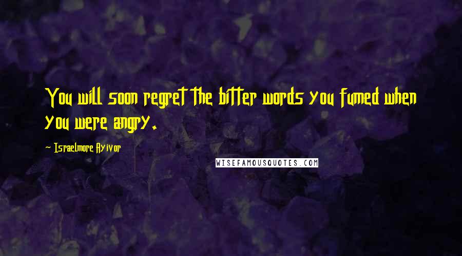 Israelmore Ayivor Quotes: You will soon regret the bitter words you fumed when you were angry.