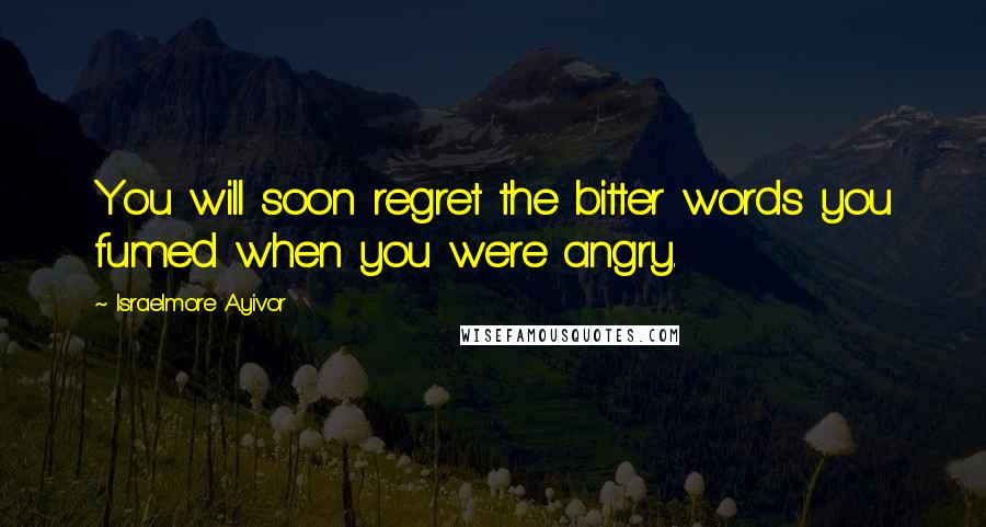 Israelmore Ayivor Quotes: You will soon regret the bitter words you fumed when you were angry.