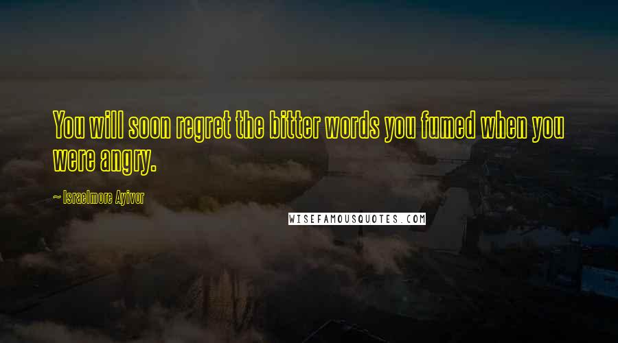 Israelmore Ayivor Quotes: You will soon regret the bitter words you fumed when you were angry.