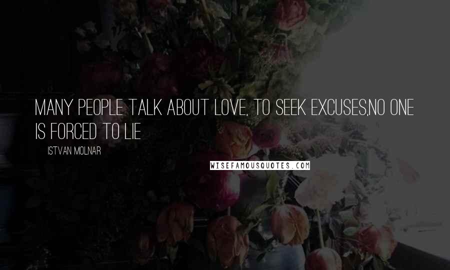 Istvan Molnar Quotes: Many people talk about love, to seek excuses,no one is forced to lie