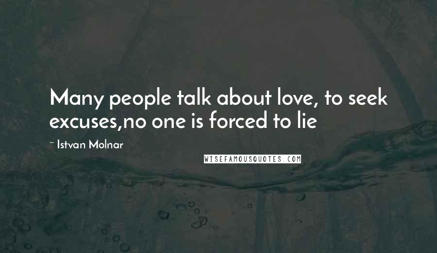 Istvan Molnar Quotes: Many people talk about love, to seek excuses,no one is forced to lie