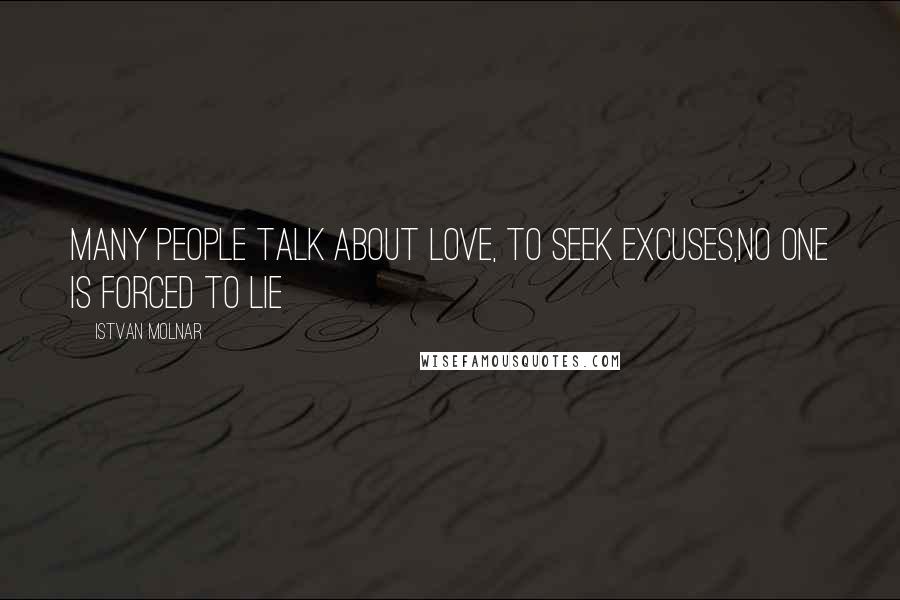 Istvan Molnar Quotes: Many people talk about love, to seek excuses,no one is forced to lie