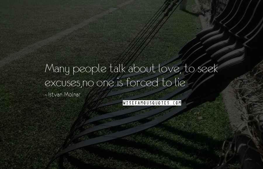 Istvan Molnar Quotes: Many people talk about love, to seek excuses,no one is forced to lie