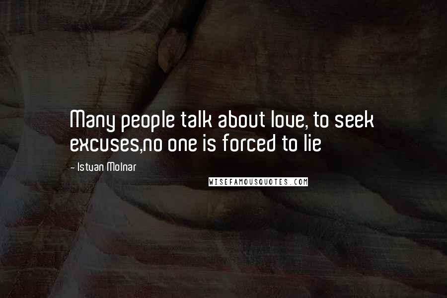 Istvan Molnar Quotes: Many people talk about love, to seek excuses,no one is forced to lie