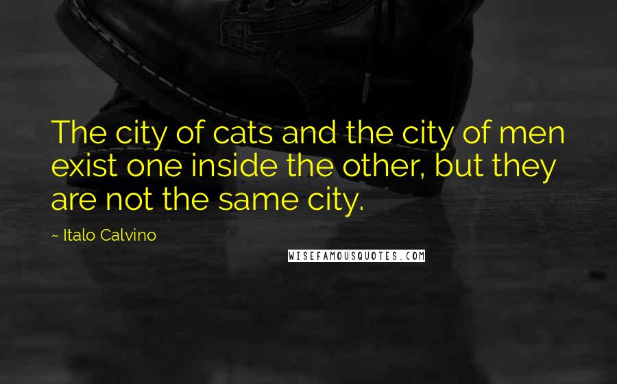 Italo Calvino Quotes: The city of cats and the city of men exist one inside the other, but they are not the same city.