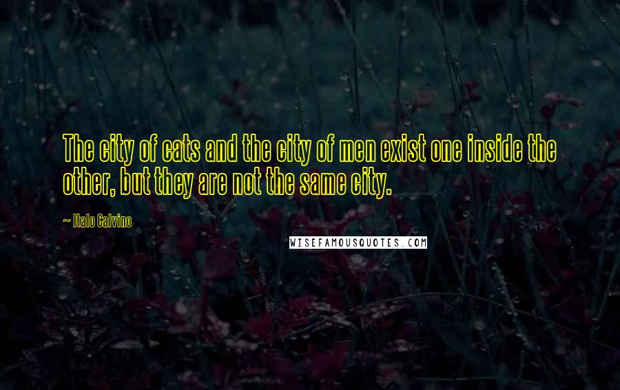 Italo Calvino Quotes: The city of cats and the city of men exist one inside the other, but they are not the same city.