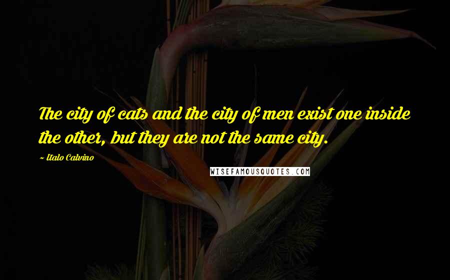 Italo Calvino Quotes: The city of cats and the city of men exist one inside the other, but they are not the same city.