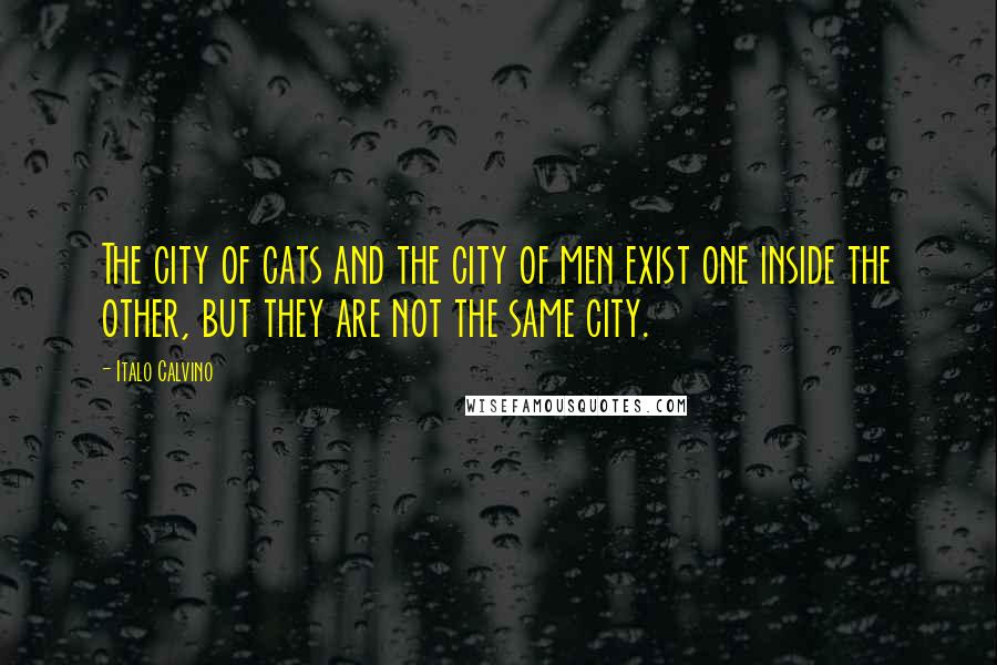 Italo Calvino Quotes: The city of cats and the city of men exist one inside the other, but they are not the same city.