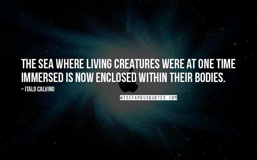 Italo Calvino Quotes: The sea where living creatures were at one time immersed is now enclosed within their bodies.