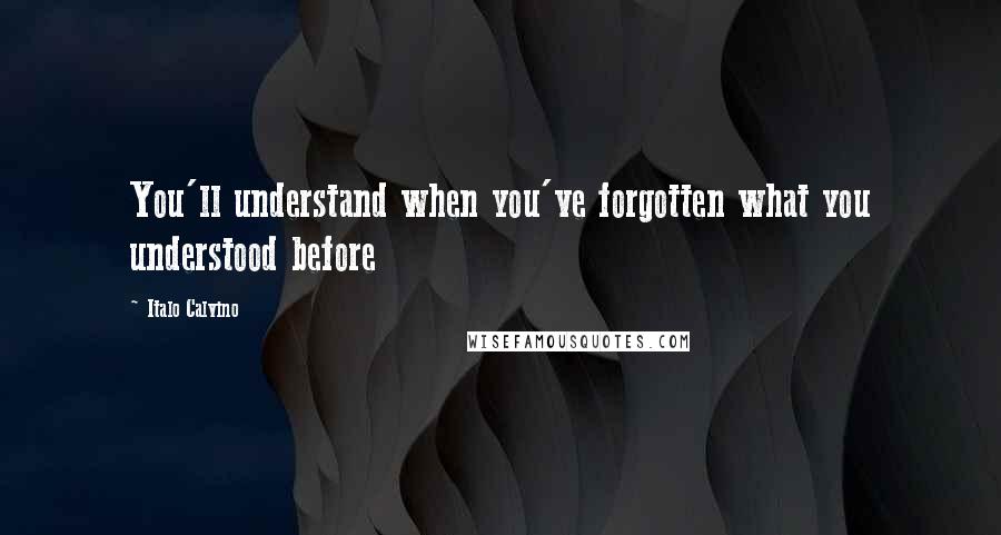 Italo Calvino Quotes: You'll understand when you've forgotten what you understood before