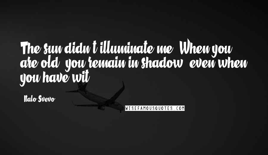 Italo Svevo Quotes: The sun didn't illuminate me! When you are old, you remain in shadow, even when you have wit.