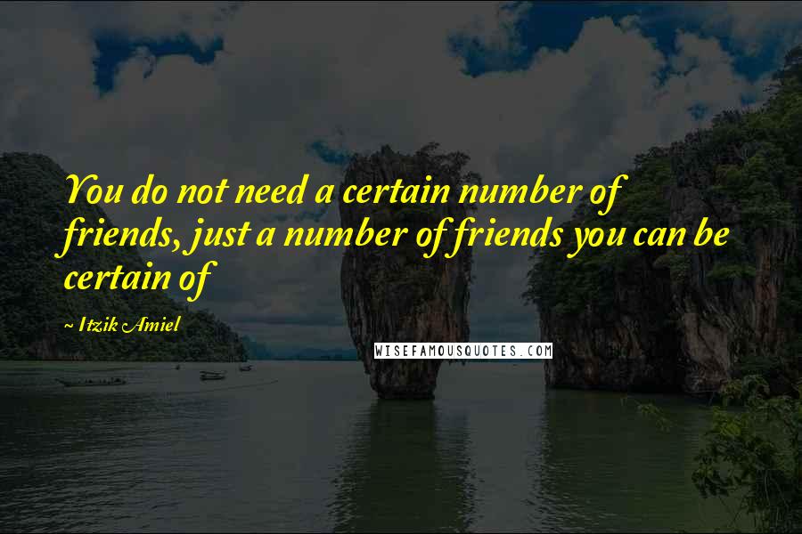 Itzik Amiel Quotes: You do not need a certain number of friends, just a number of friends you can be certain of