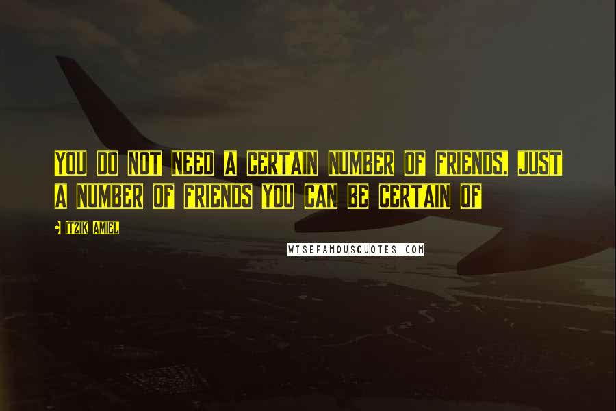 Itzik Amiel Quotes: You do not need a certain number of friends, just a number of friends you can be certain of