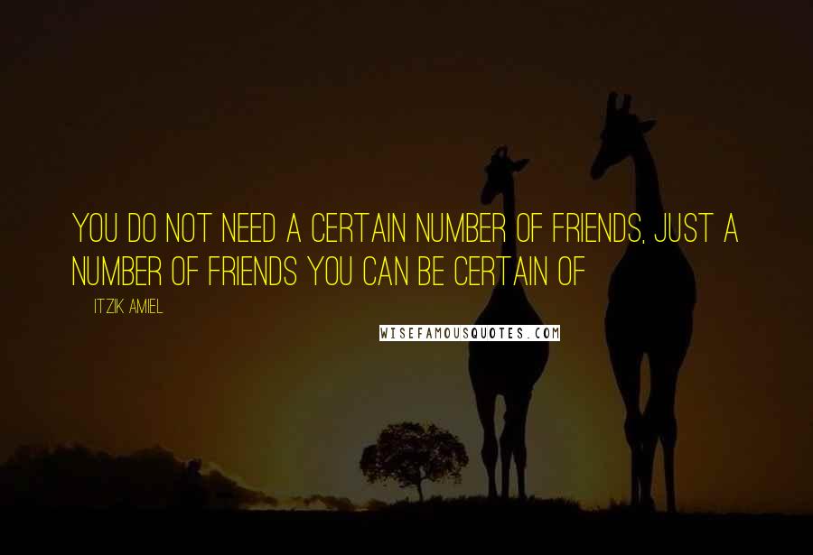 Itzik Amiel Quotes: You do not need a certain number of friends, just a number of friends you can be certain of