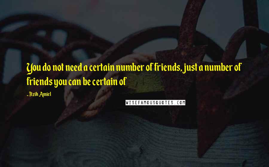 Itzik Amiel Quotes: You do not need a certain number of friends, just a number of friends you can be certain of