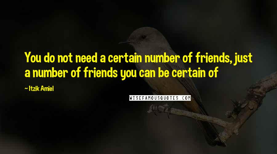 Itzik Amiel Quotes: You do not need a certain number of friends, just a number of friends you can be certain of