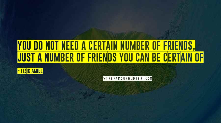 Itzik Amiel Quotes: You do not need a certain number of friends, just a number of friends you can be certain of