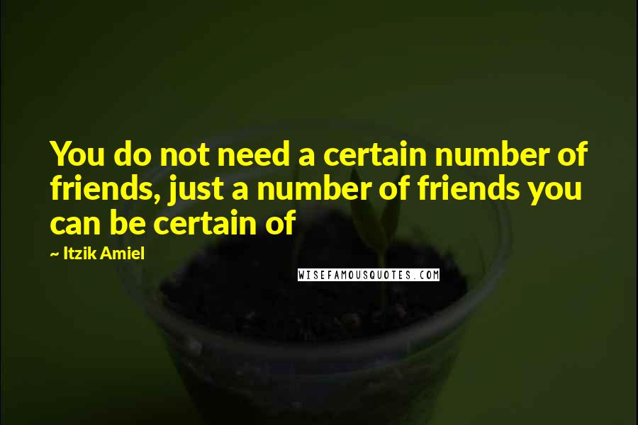 Itzik Amiel Quotes: You do not need a certain number of friends, just a number of friends you can be certain of